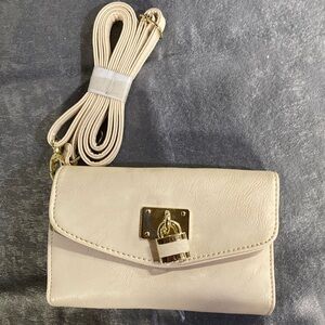 Charming Charlie Cream Crossbody Bag with Gold Accents